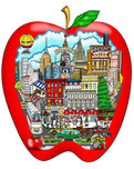 Charles Fazzino 3D Art Charles Fazzino 3D Art The Stimulus Apple (AP) (Framed)